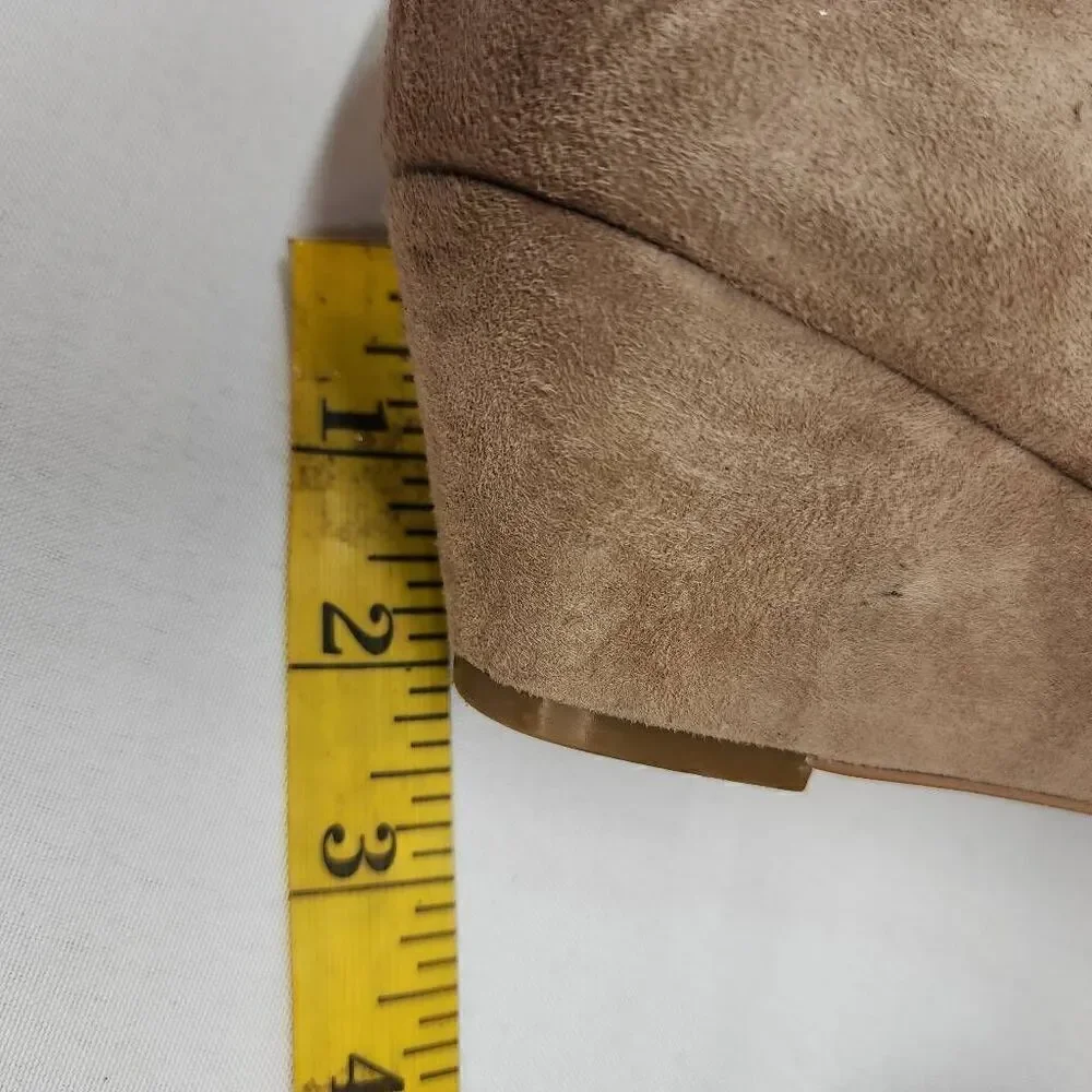 Talbots Size 10 Lanely Asymmetrical Wedges - Tan Leather Suede Comfort Career A